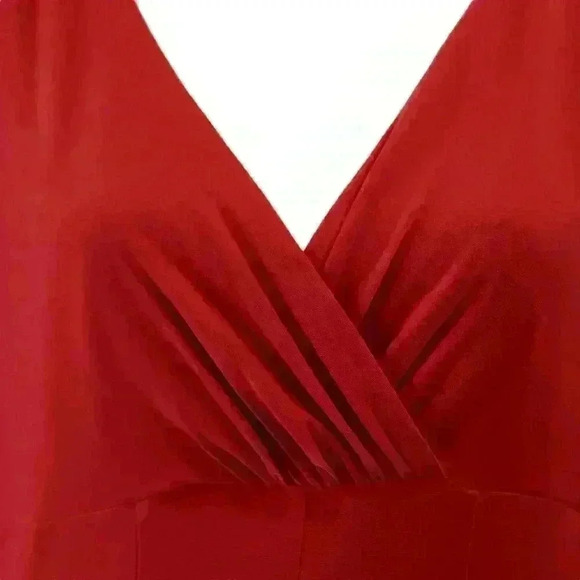 VINTAGE Ralph Lauren Red Long Sleeve Midi Dress Empire Waist Fit & Flare Size 12 - Picture 5 of 8